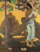 Paul Gauguin Woman with Flowers in Her Hands oil